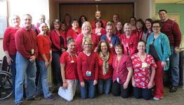 Picture of Marshall Browning Employees Going Red for Heart Health Awareness. They are all wearing Red.